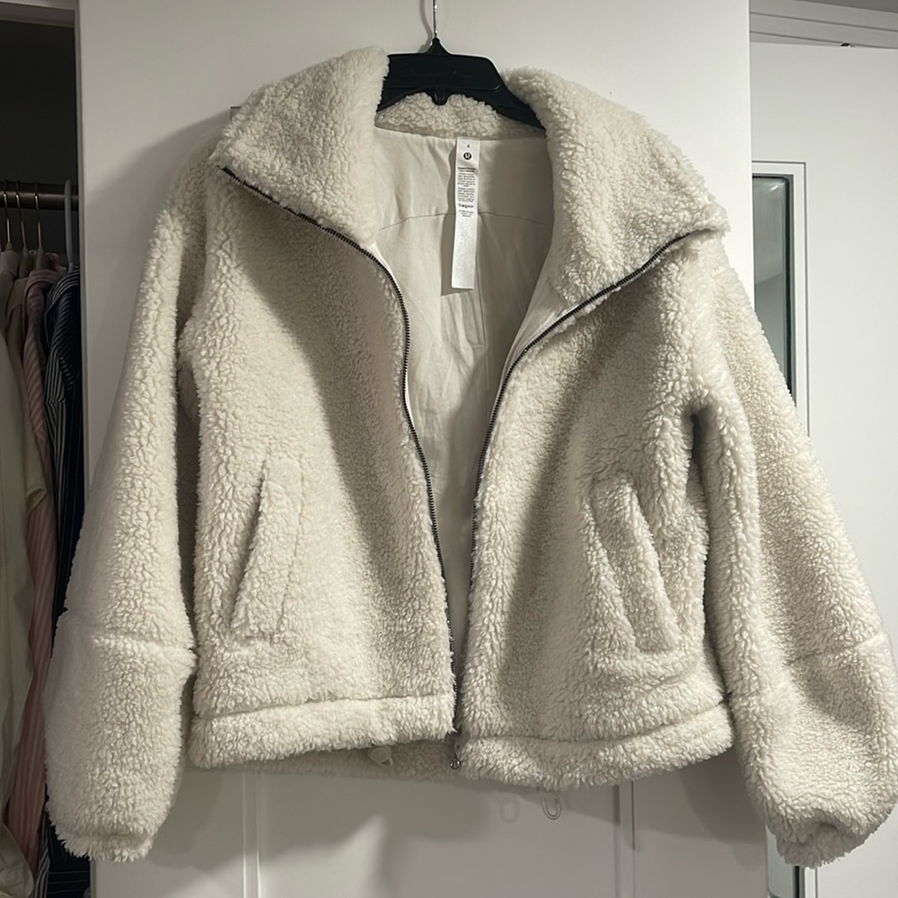 Like New Lululemon Cinchable Fleece Zip Up - Bone Color